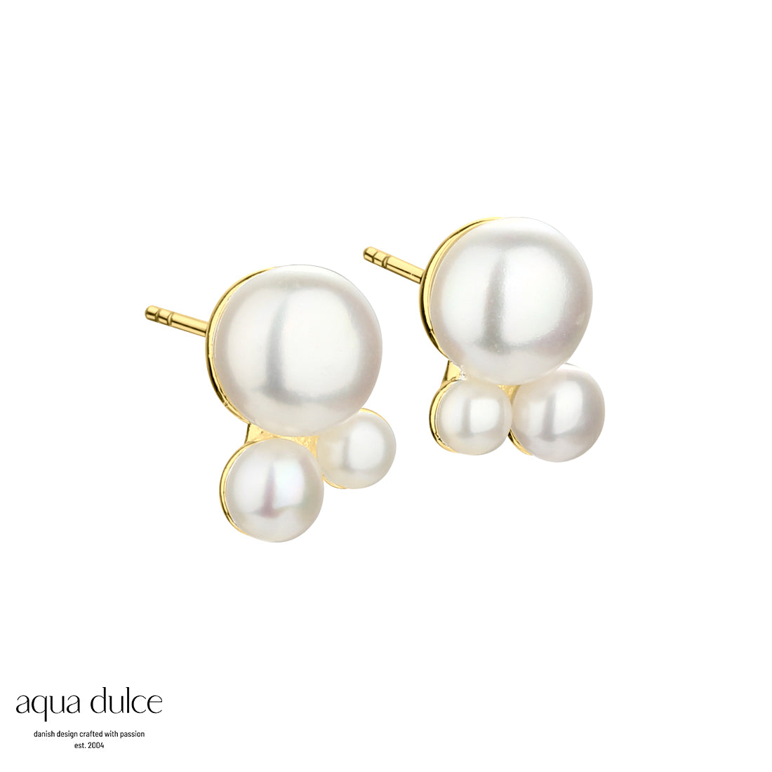 Aqua Dulce - Short Bobbly perleørestikker i forgyldt sølv