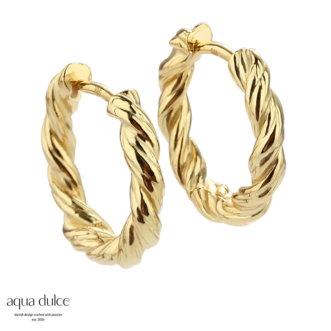 Aqua Dulce - Curly hoop Medium i forgyldt sølv
