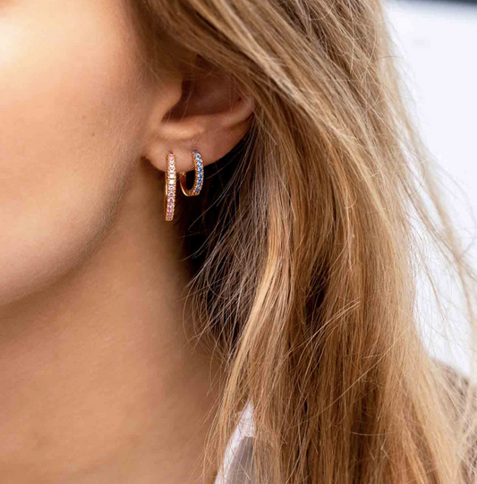 Sif Jakobs - Ellera Grande hoops med lyserøde cz i forgyldt