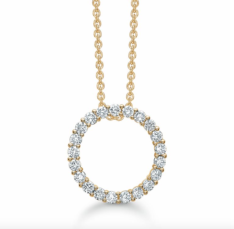 Støvring Design - Cirkelvedhæng med hvide cz. i 8kt guld