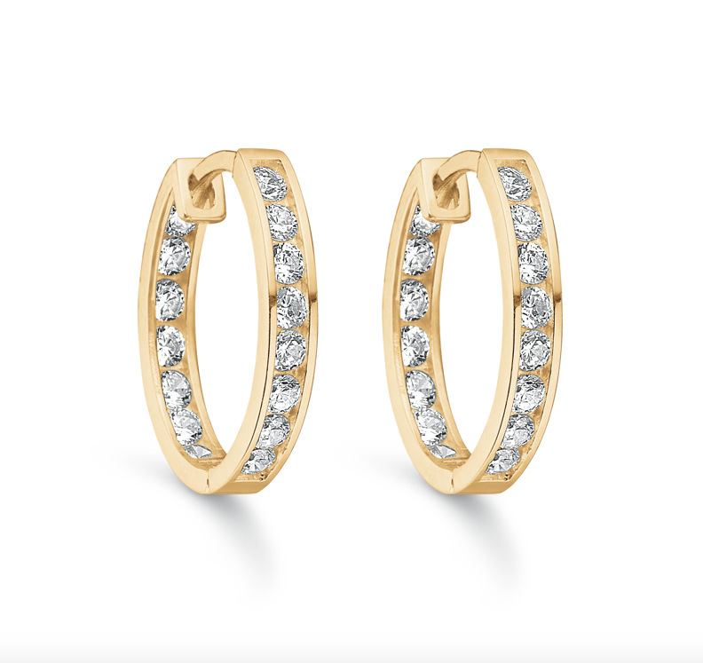 Støvring Design - Hoops i 8kt guld med hvide cz.