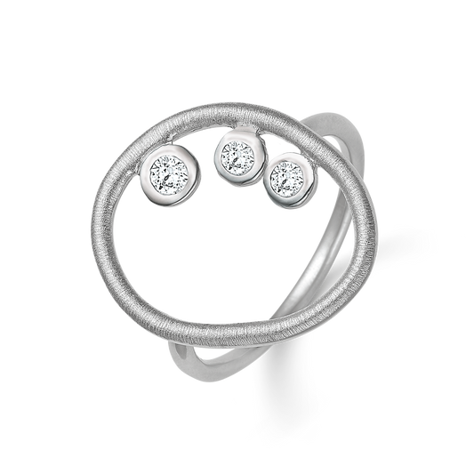 Stor åben ring med zirkonia i sølv