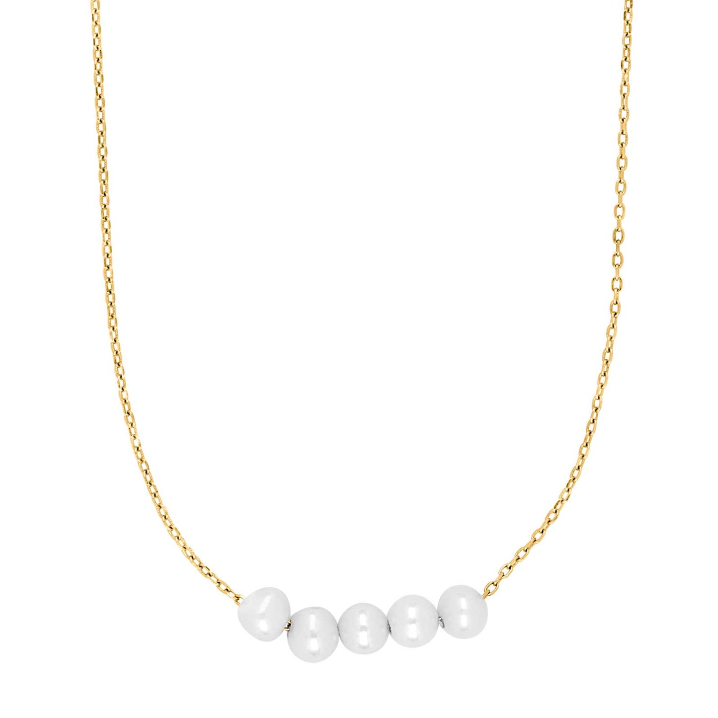 Nordahl Jewellery - Collier med hvide fwp. i forgyldt sølv