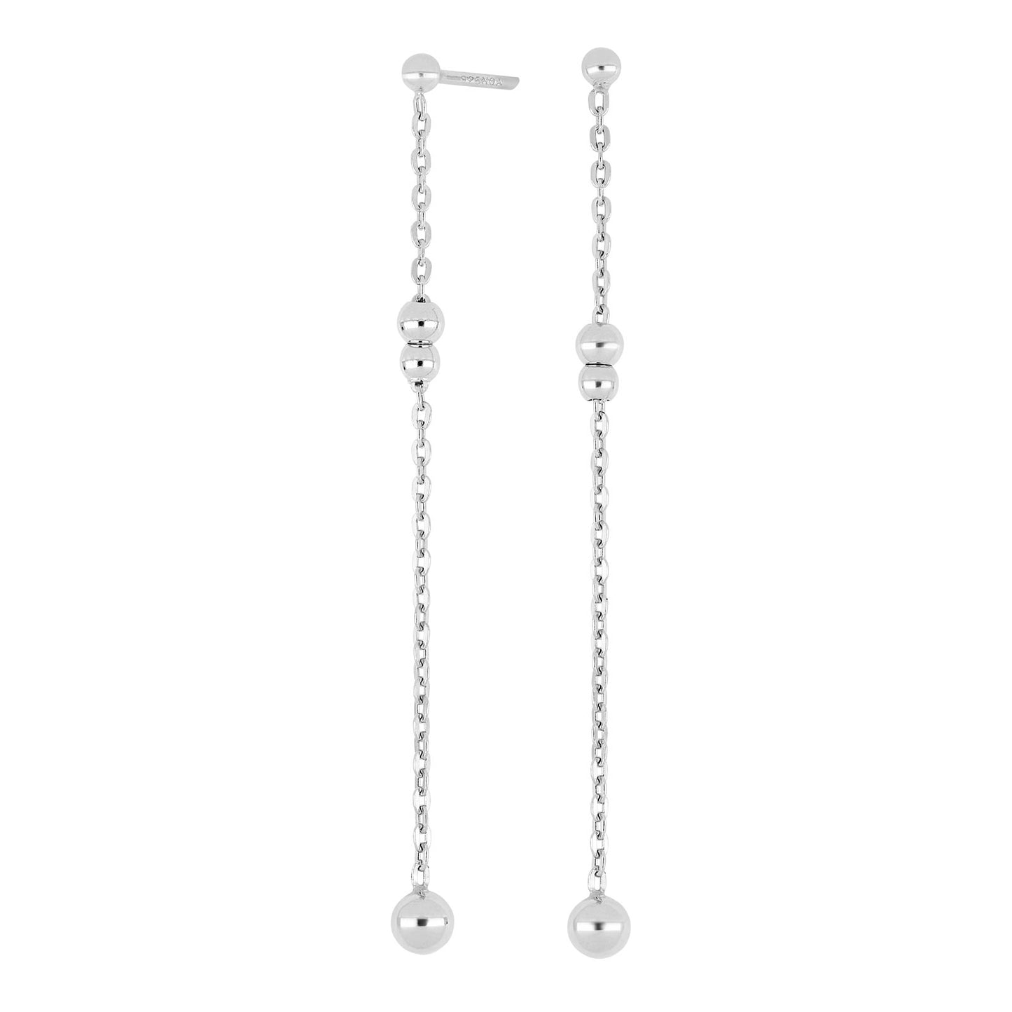 Nordahl Jewellery - Øreringe med kæder og kugler i rhodineret sølv