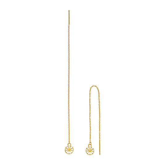 Marguerit ørehængere 7,5mm hvid/forgyldt