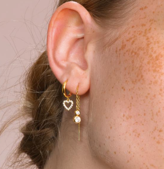 Ørekæde med hvide zirkonia