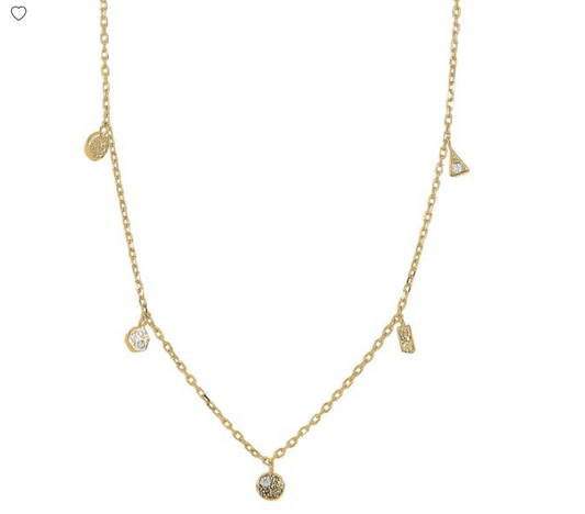 Halskæde med rustikke vedhæng, forgyldt sølv