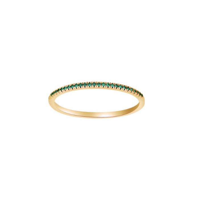 Mini alliancering i 14kt guld og smaragder
