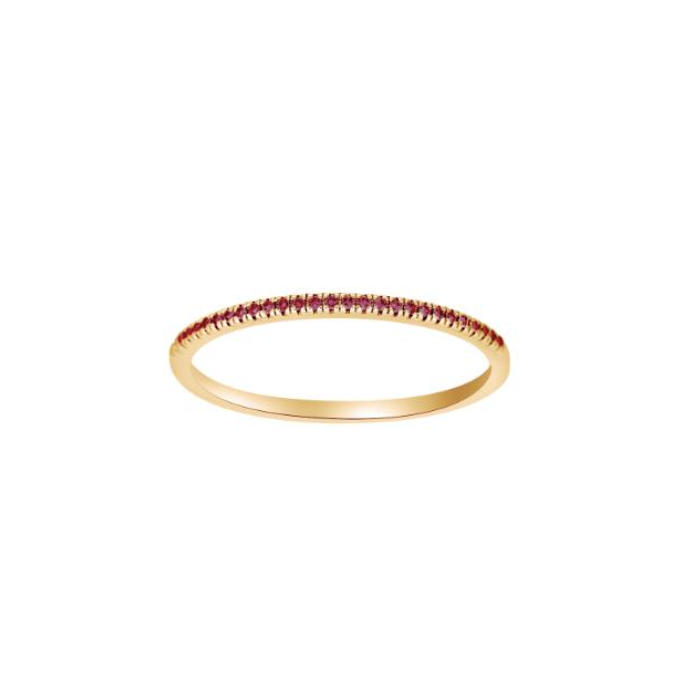 Mini alliancering i 14kt guld med rubiner