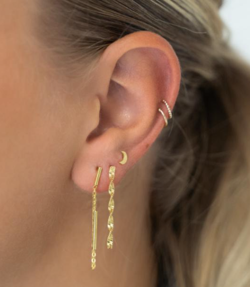 Måne øreringe i forgyldt sølv