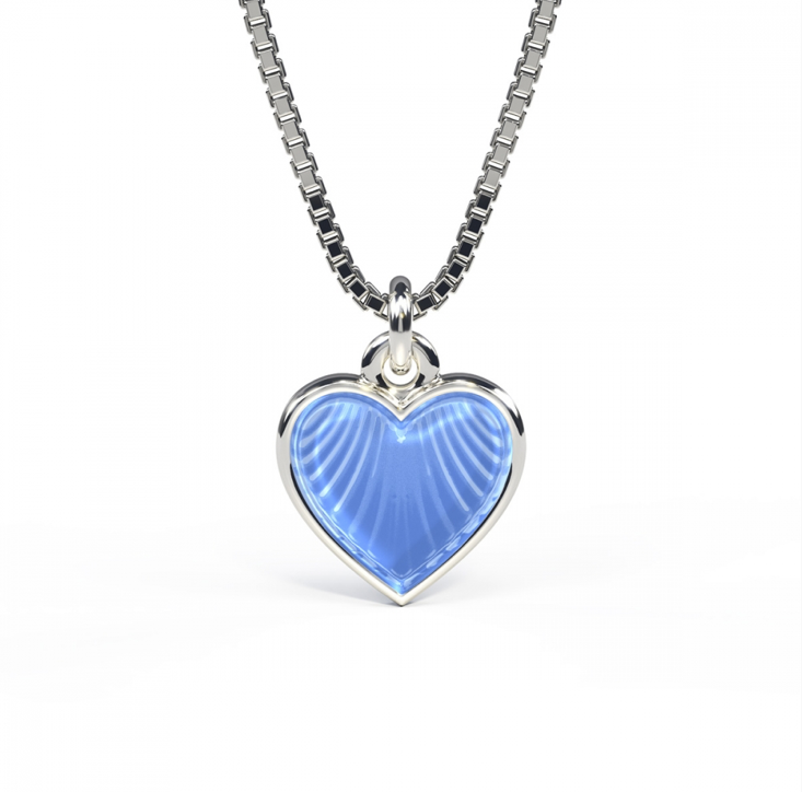 Pia & Per emaljehalskæde hjerte lyseblå