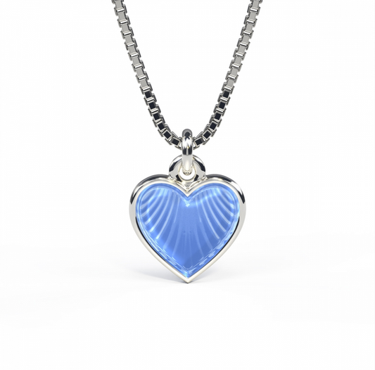 Pia & Per emaljehalskæde hjerte lyseblå