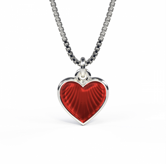 Pia & Per Emaljehalskæde hjerte rødt