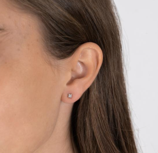 Øreringe - Firkant med zirkonia i forgyldt