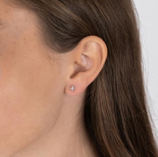 Øreringe - Stjerne med zirkonia i sølv