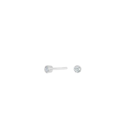 Ørering - Rund 3mm zirkonia rhodineret