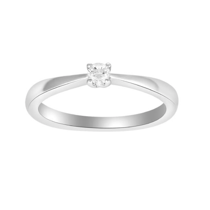 Siersbøl Heart - Diamantring solitaire 14kt hvidguld fra 0,05ct til 0,25ct w/si