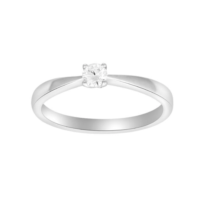 Siersbøl Heart - Diamantring solitaire 14kt hvidguld fra 0,05ct til 0,25ct w/si