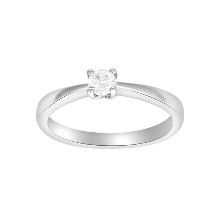 Siersbøl Heart - Diamantring solitaire 14kt hvidguld fra 0,05ct til 0,25ct w/si