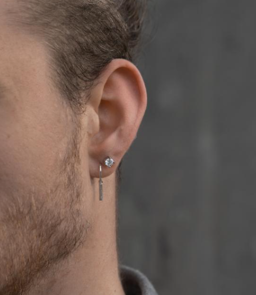 Ørering 1 stk. - Zirkonia 5mm i rhodineret sølv
