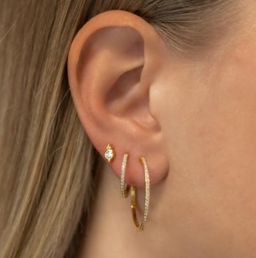 Joanli Nor - creoler med hvide zirkonia forgyldt sølv 18mm