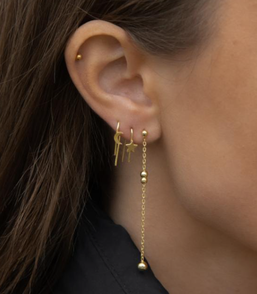 Nordahl Jewellery - Lange øreringe med kugler i 18kt forgyldt sølv