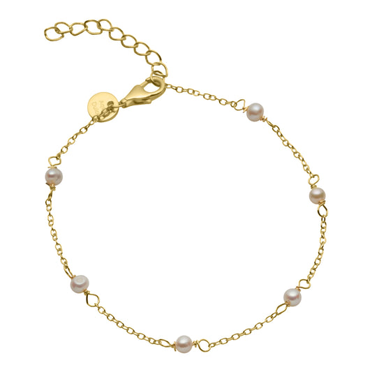 Aqua Dulce - Pearly armbånd med hvide perler i forgyldt sølv