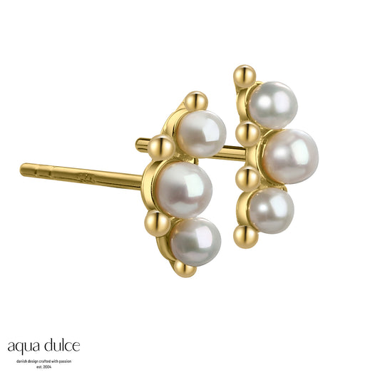 Aqua Dulce - Page ørestikker med tre perler i forgyldt sølv