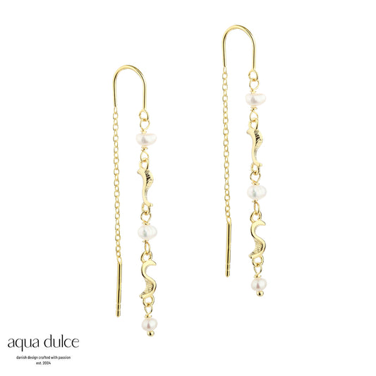 Aqua Dulce - Rhumba Earthread ørekæder med ferskvandsperler i forgyldt sølv