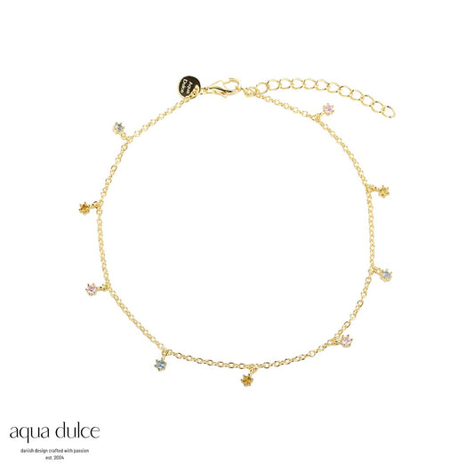 Aqua Dulce - Sheila Anklet (ankelkæde) i forgyldt sølv