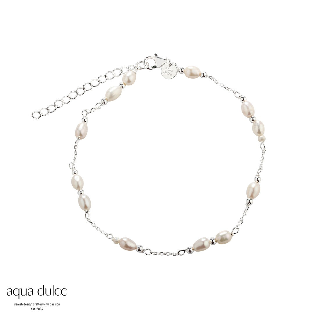 Aqua Dulce - Cara anklet (ankelkæde) med perler i sølv