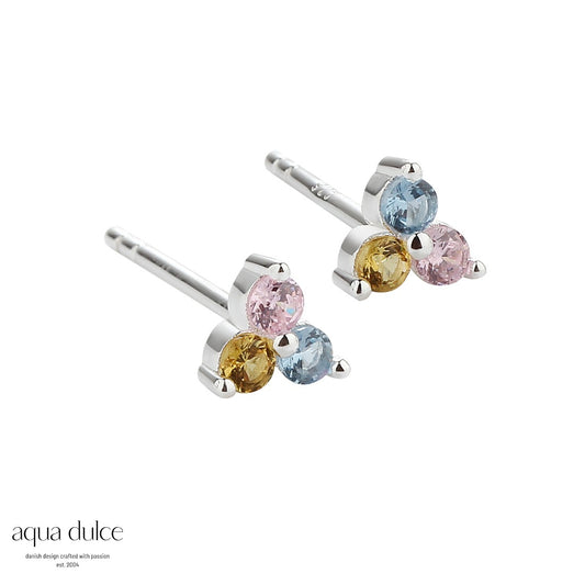Aqua Dulce - Gunnva ørestikker med pastel cz i sølv