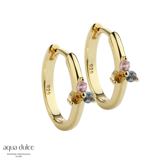 Aqua Dulce - Gunnva hoop 15mm pastel cz. forgyldt sølv