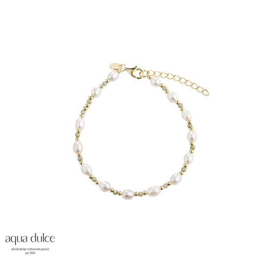Aqua Dulce - Coast Olive perlearmbånd i forgyldt