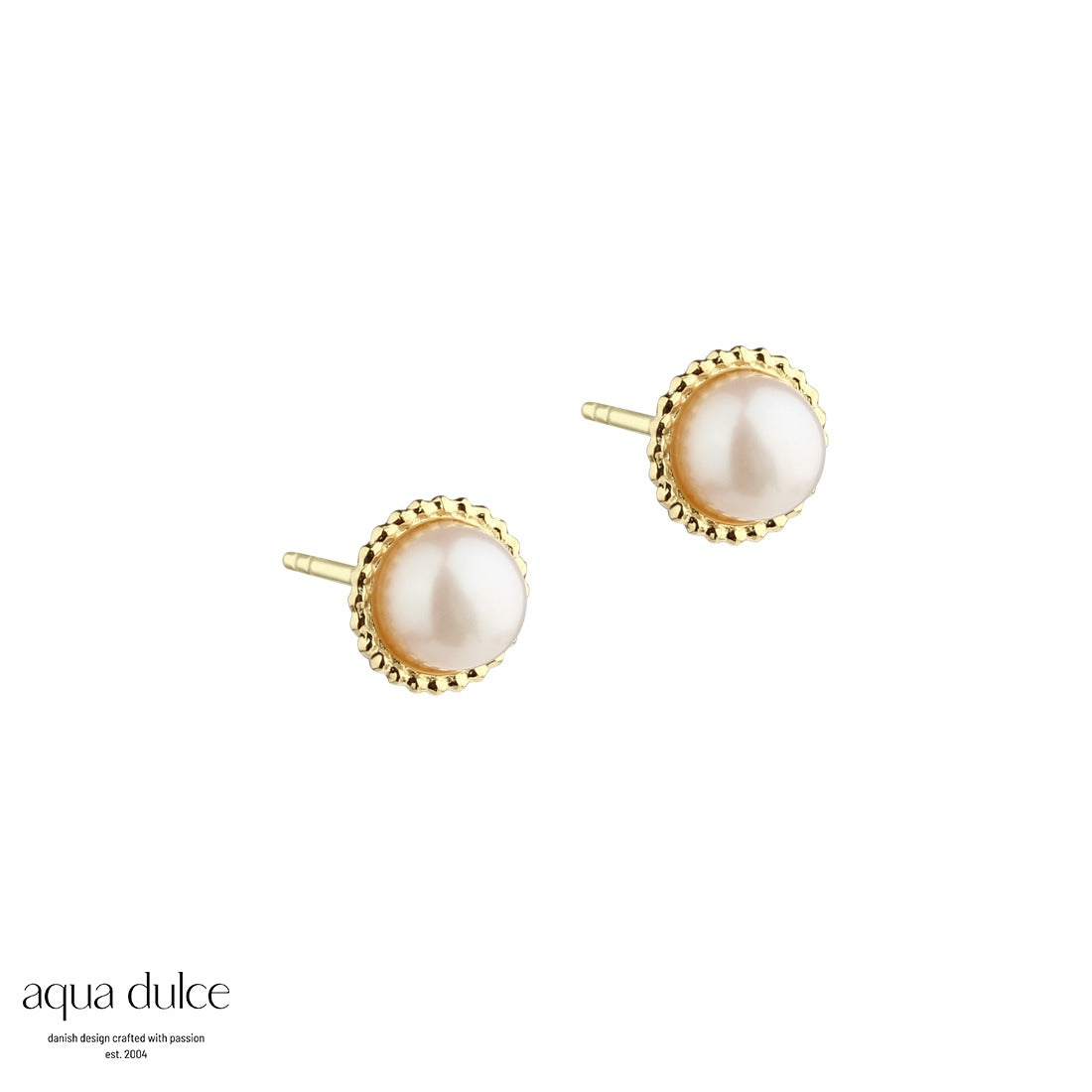 Aqua Dulce - Simple Tina øreringe med perler i forgyldt sølv