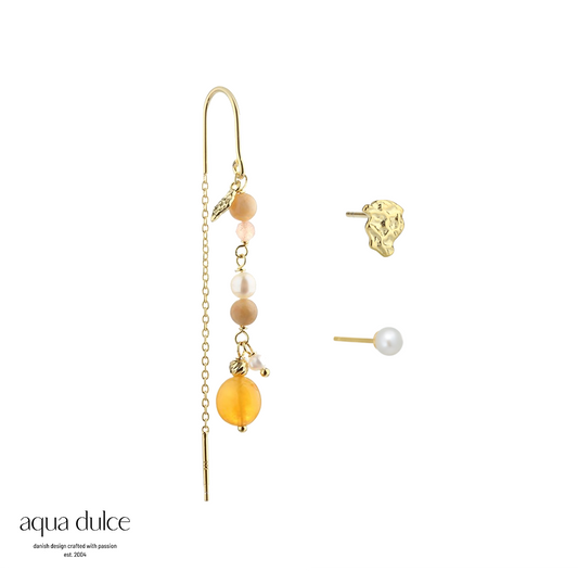 Aqua Dulce - Mix box golden øreringe i forgyldt sølv