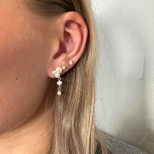 Aqua Dulce - Bubbles Short perleøreringei forgyldt sølv