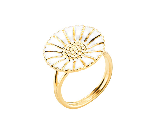 Lund of Copenhagen - Marguerit ring 18mm i 18kt forgyldt sølv