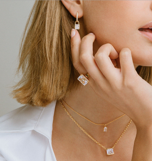 Sif Jakobs - Roccanova Piccolo halskæde med pink cz i 18kt forgyldt sølv