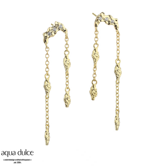 Aqua Dulce - Milena ørestikker rufflet med cz. i forgyldt sølv