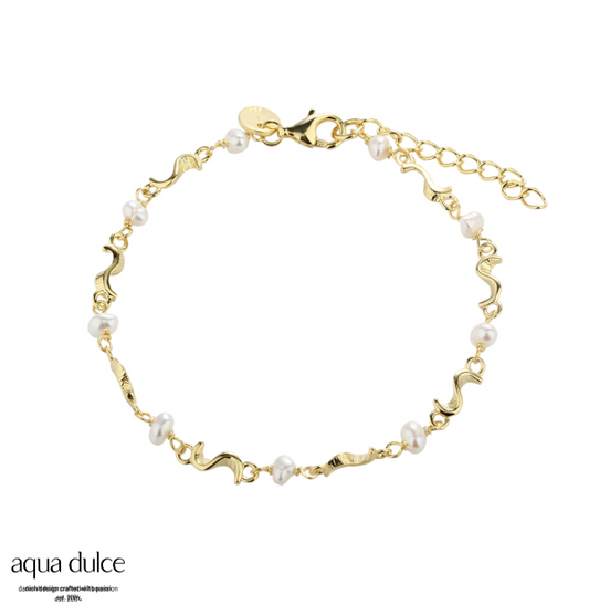 Aqua Dulce - Rhumba Pearl armbånd i forgyldt sølv