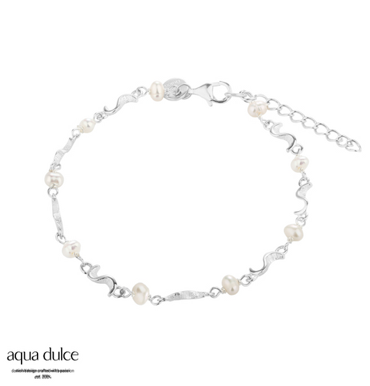 Aqua Dulce - Rhumba Pearl armbånd i sølv