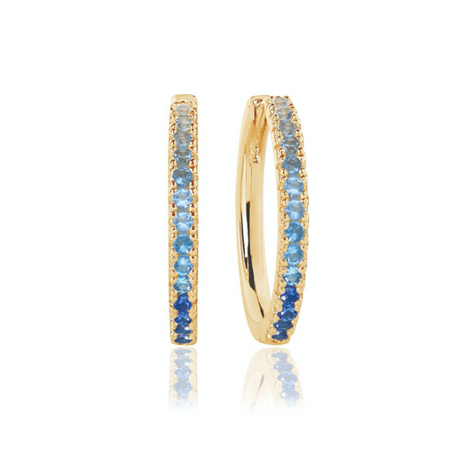 Sif Jakobs - Ellera grande hoops med mørkeblå til lyseblå cz. i forgyldt