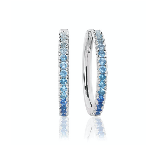 Sif Jakobs - Ellera Grande Hoops med mørkeblå til lyseblå cz. i sølv