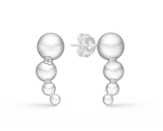 Randers sølv - Kugle øreringe på række i sølv