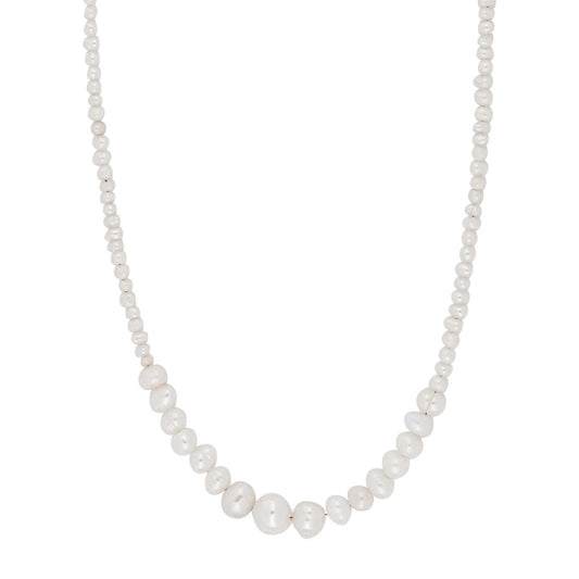Nordahl Jewellery - Perlehalskæde med hvide fwp. i forløb og lås i forgyldt sølv