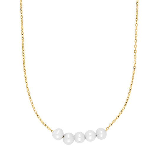 Nordahl Jewellery - Collier med hvide fwp. i forgyldt sølv