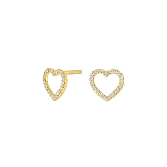 Siersbøl - Diamantøreringe 14kt guld med åbne hjerter, i alt 0,06ct W/si