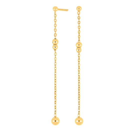Nordahl Jewellery - Lange øreringe med kugler i 18kt forgyldt sølv