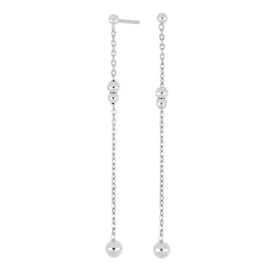 Nordahl Jewellery - Øreringe med kæder og kugler i rhodineret sølv